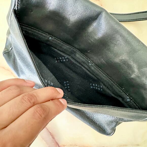 Y2K Liz Claiborne Crazy Horse Authentic Leather Baguette Shoulder Purse - Picture 10 of 14